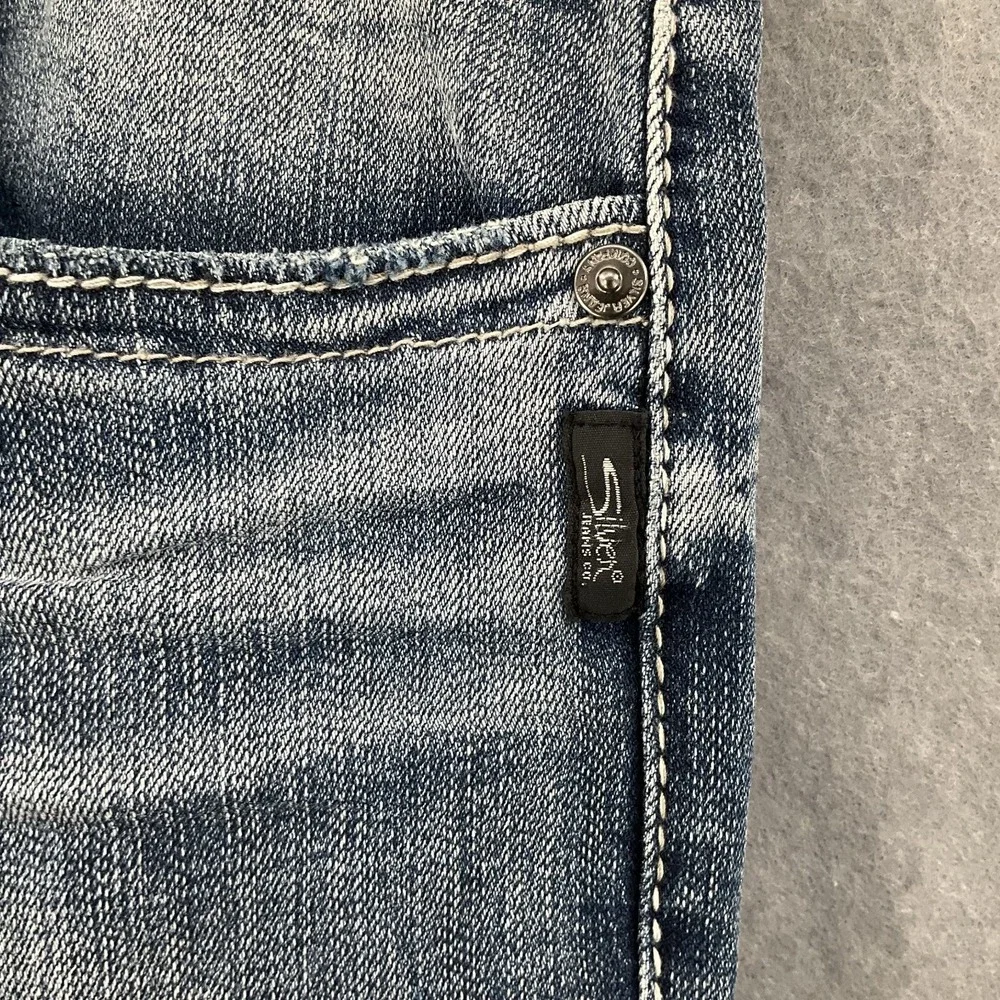 Silver‎ Jeans Co Mens 40x29 Blue Gordie Straight Stretch Y2K Distressed Western